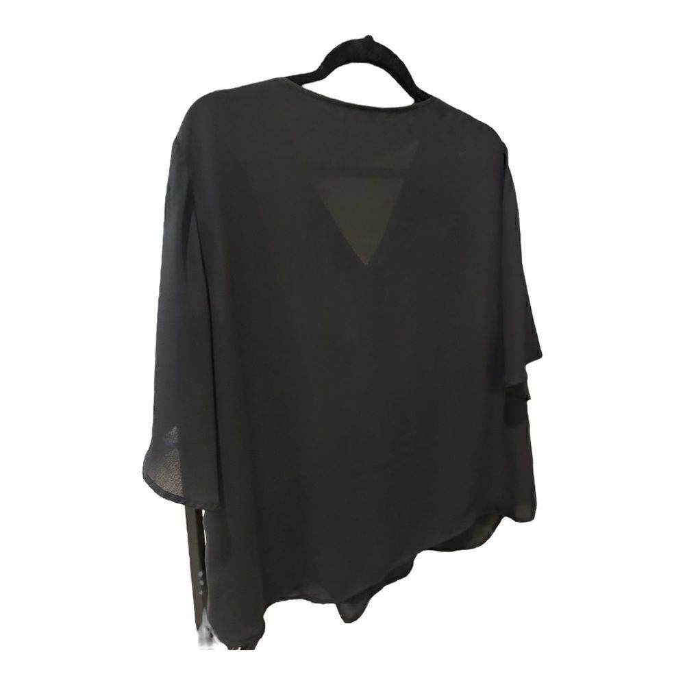 Meaeor button down sheer black blouse 2x  XXL
